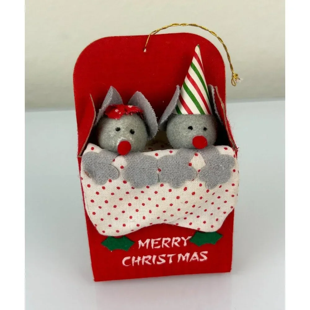 Vintage Lot (3) Christmas Tree Ornaments Russ Berrie Mice Santaland Soldier Set